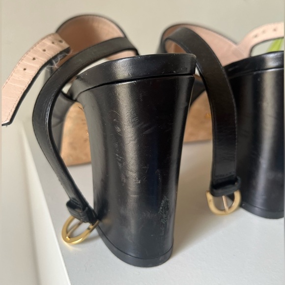 Stuart Weitzman Black Leather Platform Pumps Heels Sandals Straps EU 36.5 - Picture 7 of 11